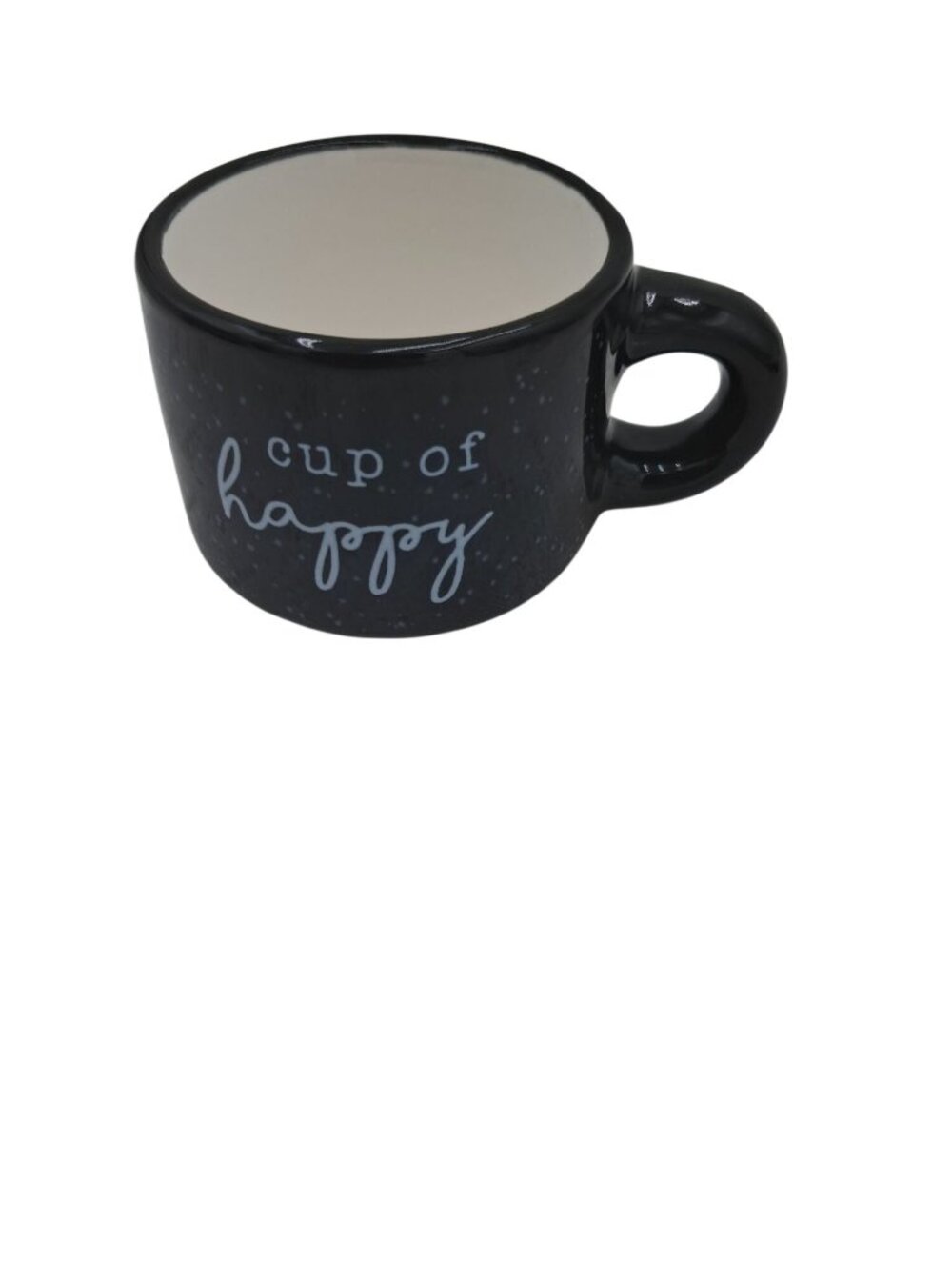 Cup Of Happy Ceramic Mug Black & White Dishwasher & Microwave Safe 3.5" Long